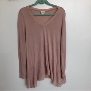 Blush long sleeve top with trim